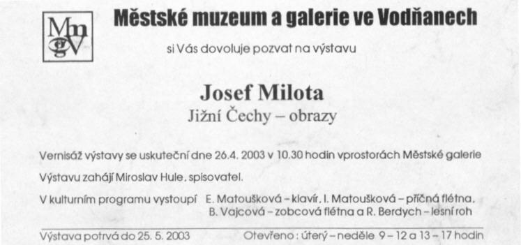 Plakát - Josef Milota