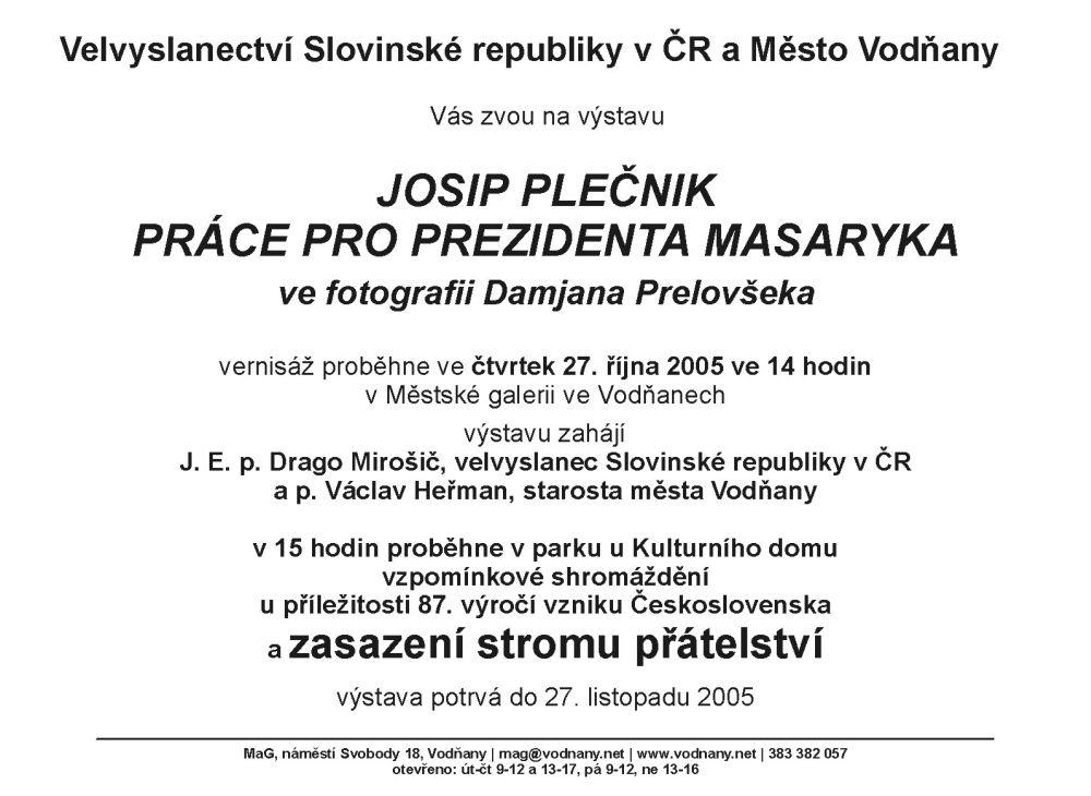 Plakát - Josip Plečnik - Práce pro prezidenta Masaryka
