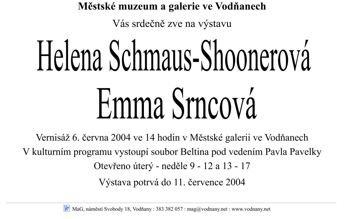 Plakát - Emma Srncová, Helena Schmaus-Shoonerová
